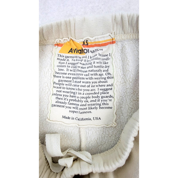 Aviator Nation 5 Stripe Sweatpants XS Vintage White Rainbow Jogger Made in USA - Picture 4 of 9